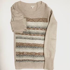 J CREW Merino Wool Blend Sweater L Earth Tones